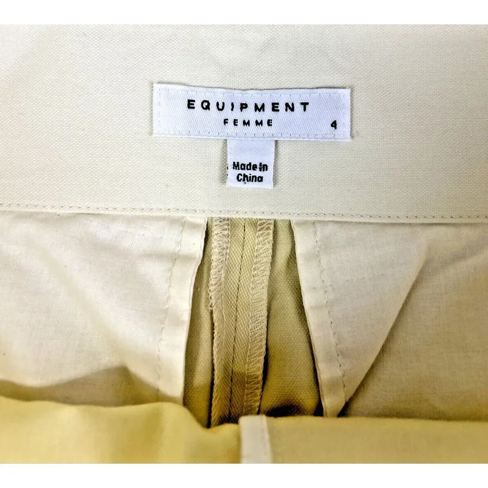 Equipment Femme‎ Women's 4 Yellow Pants Dress Trouser Tapered Preppy Career